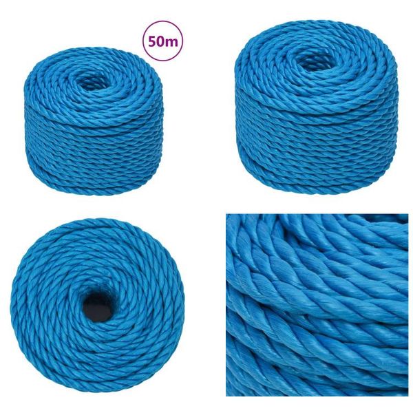 Vidaxl Corda Da Lavoro Blu 12 Mm 50 M In Polipropilene - Corda - Corde - Corda Ritorta - Corda Ritorta-image