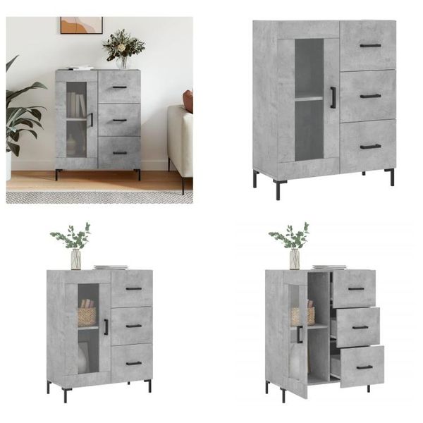 Vidaxl Credenza Grigio Cemento 69,5X34X90 Cm Materiale A Base Di Legno - Credenza - Credenze - Armadio - Credenza-image