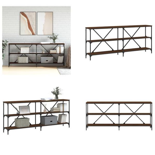 Vidaxl Tavolo Consolle In Rovere Marrone 180X30X75 Cm In Legno E Ferro - Tavolo Consolle - Tavoli Consolle - Tavolo - Tavolo Da Corridoio-image