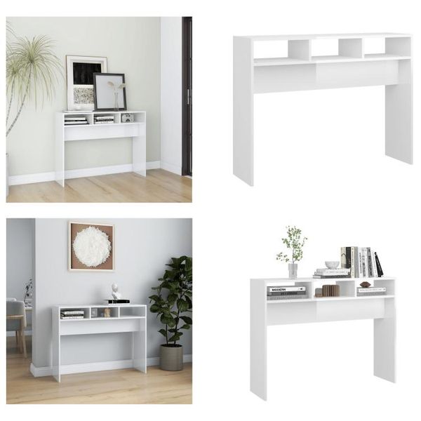 Vidaxl Consolle Bianco Lucido 105X30X80 Cm In Legno - Consolle - Tavolini - Tavoli Laterali - Tavoli Laterali-image