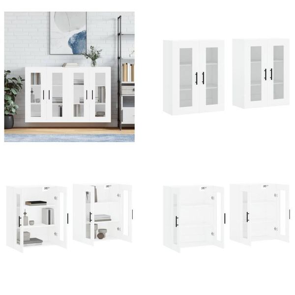 Vidaxl Armadi A Muro 2 Pz. Legno Ingegnerizzato Bianco - Armadio A Muro - Armadi A Muro - Armadio - Armadio Portaoggetti-image