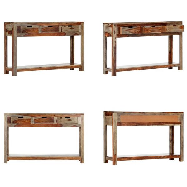 Vidaxl Tavolo Consolle Con 3 Cassetti 120X30X75 Cm In Legno Massello - Tavolo Consolle - Tavoli Consolle - Tavoli Consolle In Legno - Tavoli Consolle In Legno-image