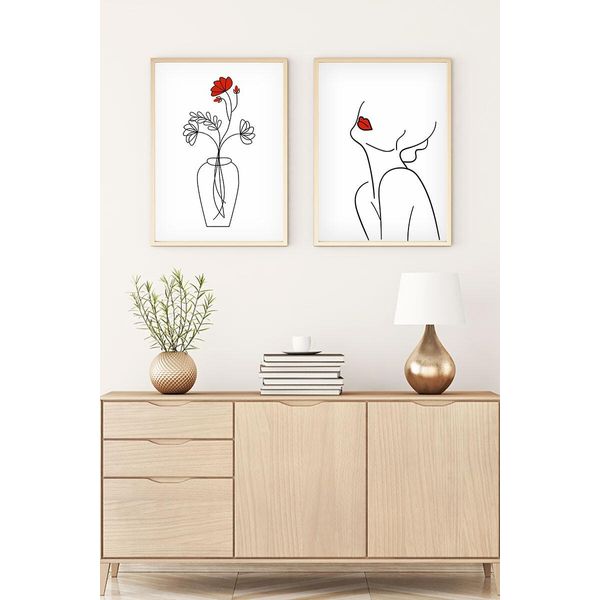 Wallity, Huhu188 - 70 X 50, Quadro Decorativo In Mdf Con Cornice (2 Pezzi), 100 % Mdf, Multicolore, 50 X 70 Cm-image