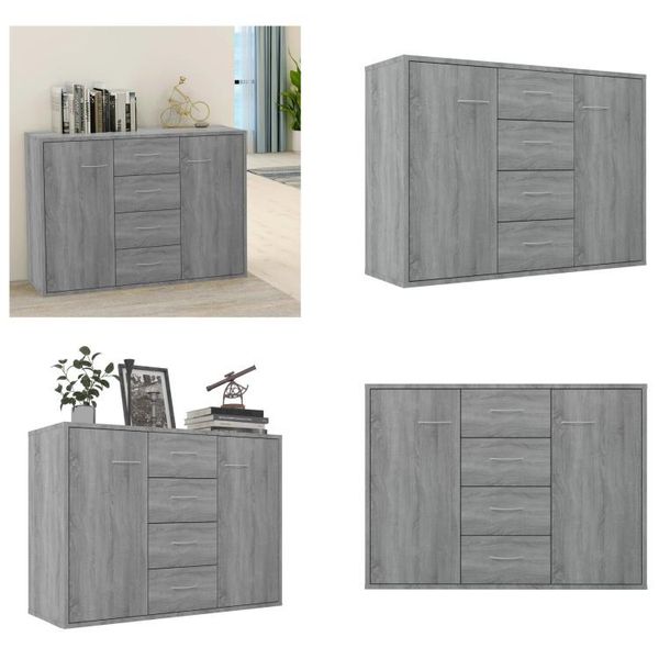 Vidaxl Credenza Grigio Sonoma 88X30X65 Cm Materiale A Base Di Legno - Credenza - Credenze - Armadio - Armadio Portaoggetti-image