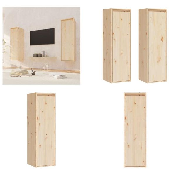 Vidaxl Armadi A Muro 2 Pezzi 30X30X100 Cm In Legno Di Pino Massiccio - Armadio A Muro - Armadio A Muro - Armadio Tv A Muro-image