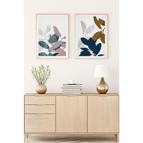 Wallity, Huhu122 - 70 X 50, Quadro Decorativo In Mdf Con Cornice (2 Pezzi), 100 % Mdf, Multicolore, 50 X 70 Cm-image