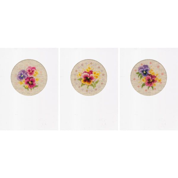Kit Punto Croce Contato Vervaco Biglietti D'auguri "Violettes"" Set Di 3, 10,5X15Cm"-image
