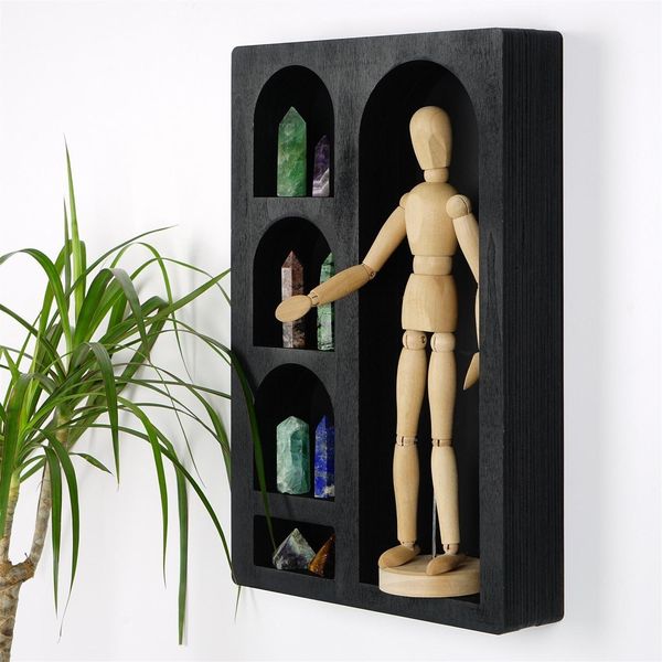Skye Decor, Cry004-S, Mensola Da Parete, 100 % Legno Massiccio, Nero, 26 X 6 X 40 Cm-image