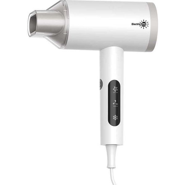 Asciugacapelli Ionico Electricsun, 1875W, 3 Impostazioni Di Calore E 2 Di Velocità, Con Sensore Tattile, Bianco-image