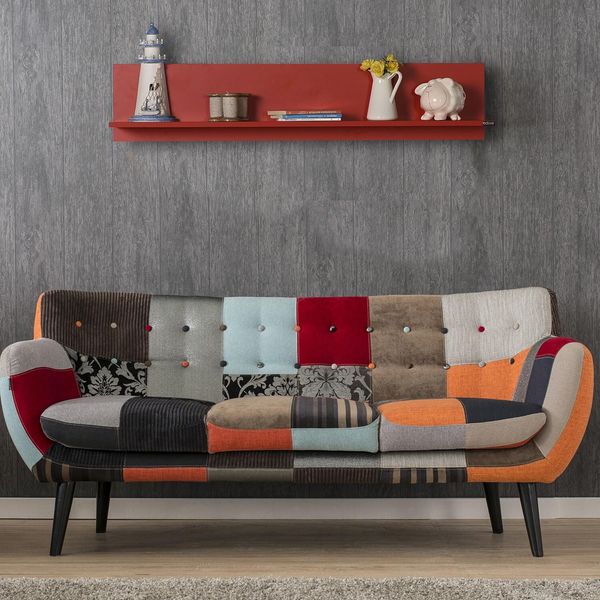 Skye Decor, Raf-11-Kk-1, Mensola Da Parete, Rosso, 100 % Pannello Di Legno Rivestito Di Melamina, 120 X 20 X 25 Cm-image