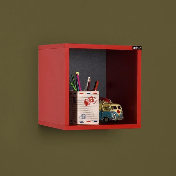 Skye Decor, Raf-033-Kk-1, Mensole Da Parete, Rosso, Truciolato Melaminico, 33 X 33 X 19 Cm-image