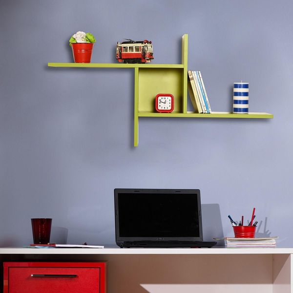 Skye Decor, Raf-04-Yy-1, Mensola Da Parete, Verde, 100 % Pannello Di Legno Rivestito Di Melamina, 100 X 18 X 50 Cm-image