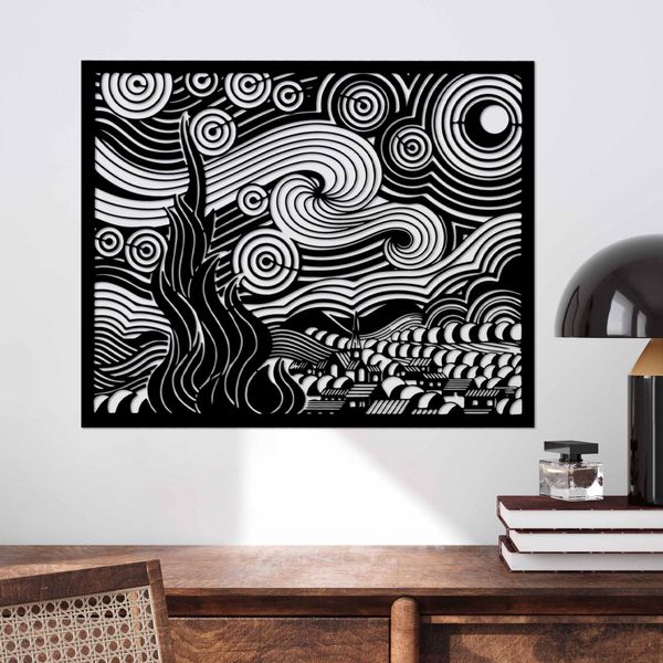 Wallity, Vangogh 2, Accessorio Decorativo Da Parete In Metallo, Nero, 100 % Metallo, 56 X 45 Cm-image