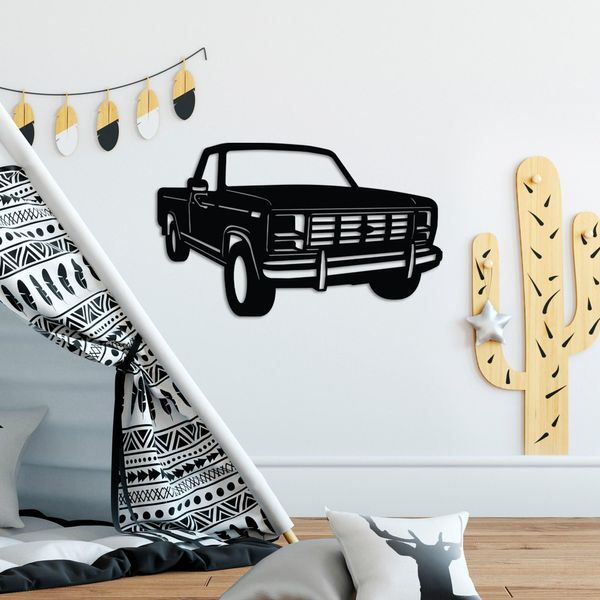 Wallity, Ford F150 Pickup Truck 1980, Accessorio Decorativo Da Parete In Metallo, Nero, 100 % Metallo, 60 X 37 Cm-image