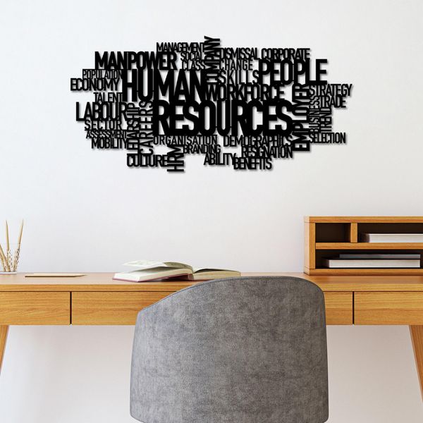 Wallity, Risorse Umane, Accessorio Decorativo Da Parete In Metallo, Nero, 100 % Metallo, 86 X 41 Cm-image