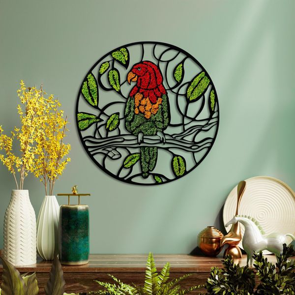 Wallity, Moss - Parrot, Accessorio Decorativo Da Parete, Verde Chiaro, 100 % Mdf / Moos, 46 X 46 Cm-image