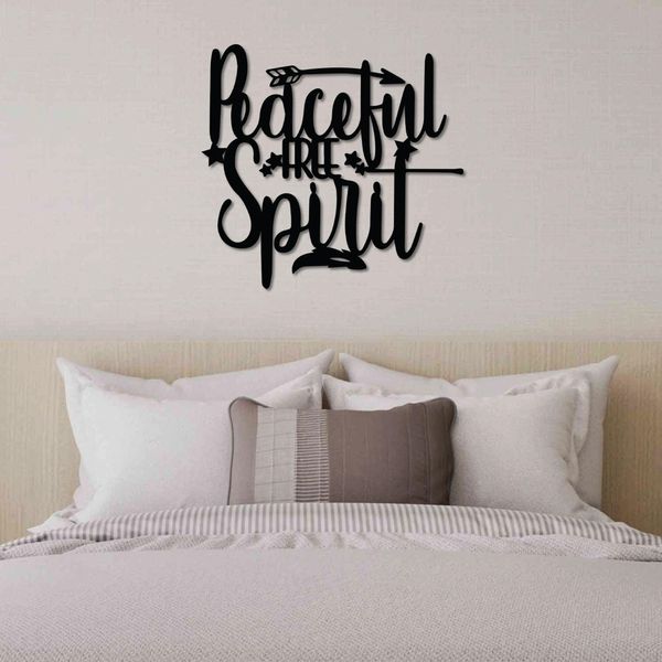 Wallity, Peaceful Free Spirit, Accessorio Decorativo Da Parete In Metallo, Nero, 100 % Metallo, 52 X 48 Cm-image