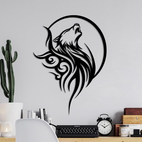 Wallity, Wolfmoon, Accessorio Decorativo Da Parete In Metallo, Nero, 100 % Metallo, 53 X 39 Cm-image