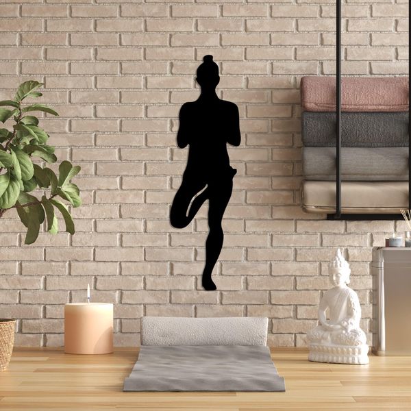 Wallity, Yoga 2, Accessorio Decorativo Da Parete In Metallo, Nero, 100 % Metallo, 18 X 60 Cm-image