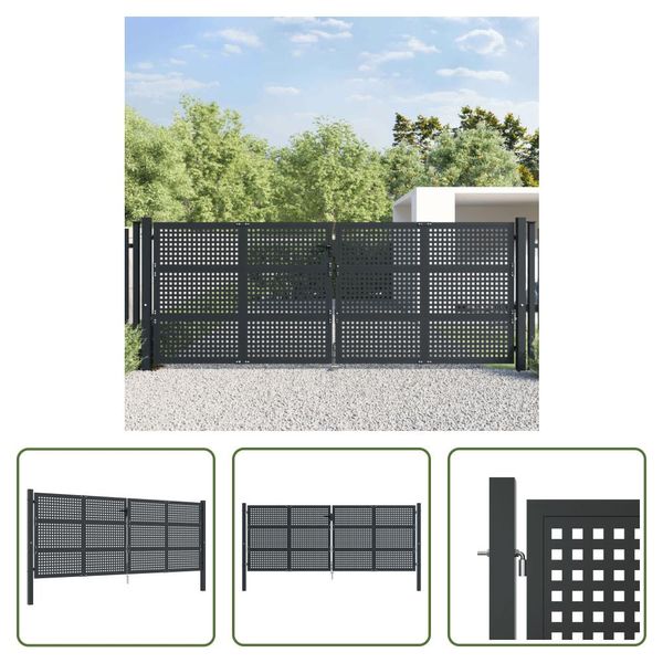 The Living Store Cancello Da Giardino Antracite 400X200 Cm In Acciaio-image