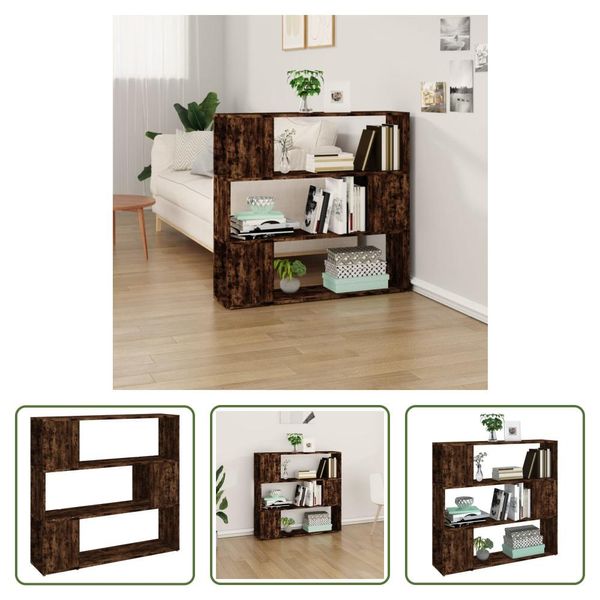 The Living Store Libreria/Divisorio Per Ambienti In Rovere Fumé 100X24X94 Cm-image