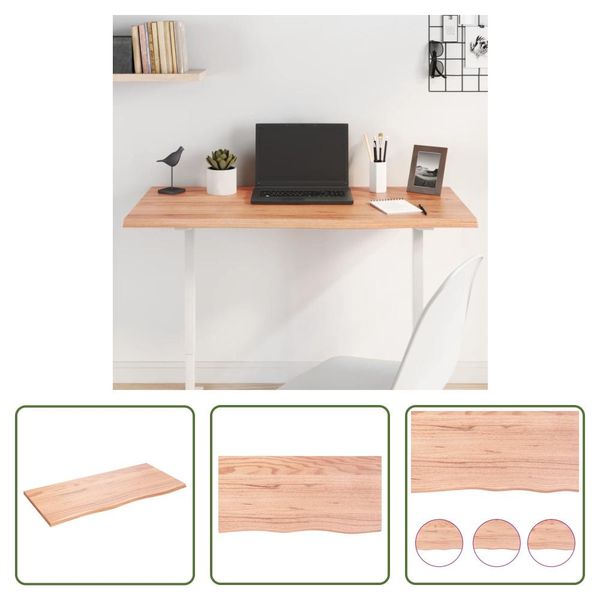 The Living Store Piano Del Tavolo Marrone Chiaro 100X50X2 Cm In Legno Massiccio Di Rovere Trattato-image