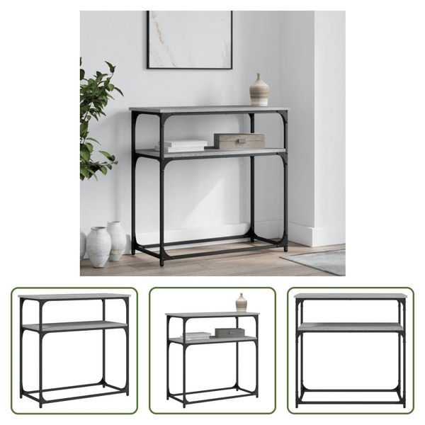 The Living Store Consolle Grigia Sonoma 75X35,5X75 Cm Materiale A Base Di Legno-image