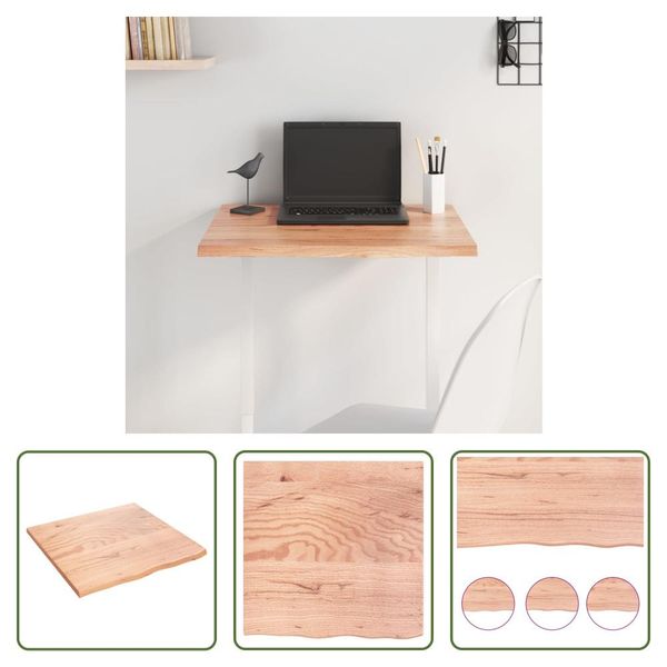 The Living Store Piano Del Tavolo Marrone Chiaro 60X60X2 Cm In Legno Massiccio Di Rovere Trattato-image