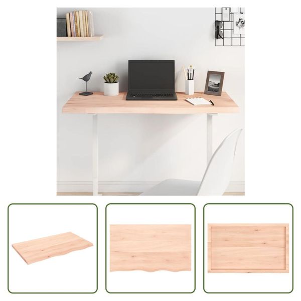 The Living Store Piano Del Tavolo 100X60X(2-4) Cm In Rovere Massiccio Non Trattato-image
