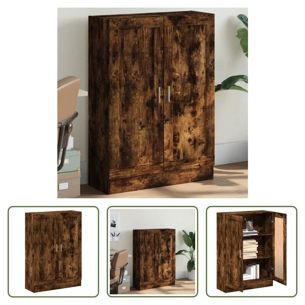 The Living Store Libreria In Rovere Fumé 82,5X30,5X115 Cm Materiale In Legno-image
