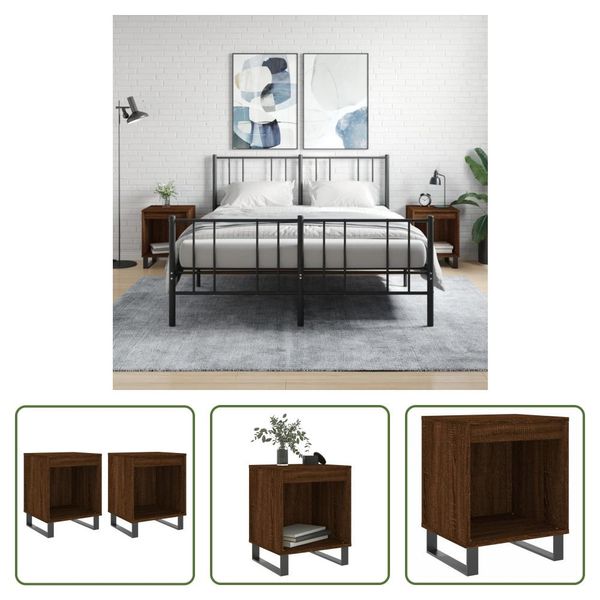 The Living Store Comodini 2 Pz. Aspetto Rovere Marrone 40X35X50 Cm Materiale A Base Di Legno-image