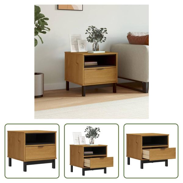 The Living Store Tavolino Flam 50X50X50 Cm In Legno Di Pino Massiccio-image