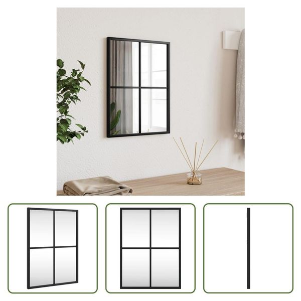 The Living Store Specchio Da Parete Nero 30X40 Cm Rettangolare In Ferro-image