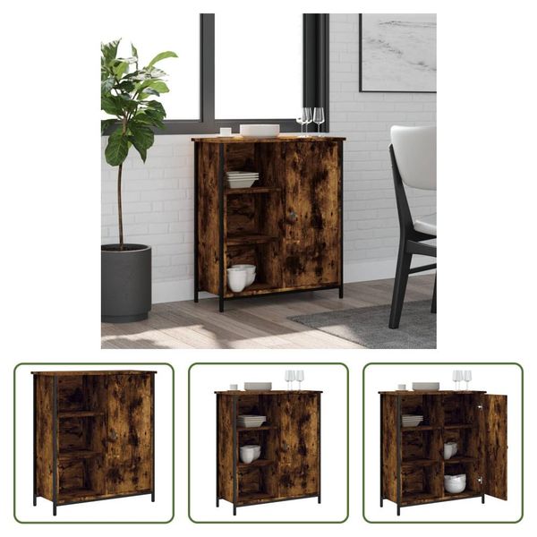The Living Store Credenza Rovere Fumé 70X30X80 Cm Materiale In Legno-image