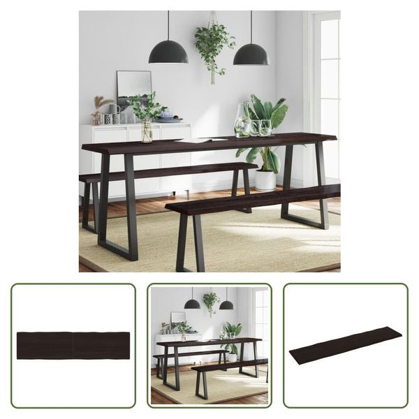 The Living Store Piano Del Tavolo 200X50X(2-4) Cm In Legno Massiccio Trattato Bordo Albero-image