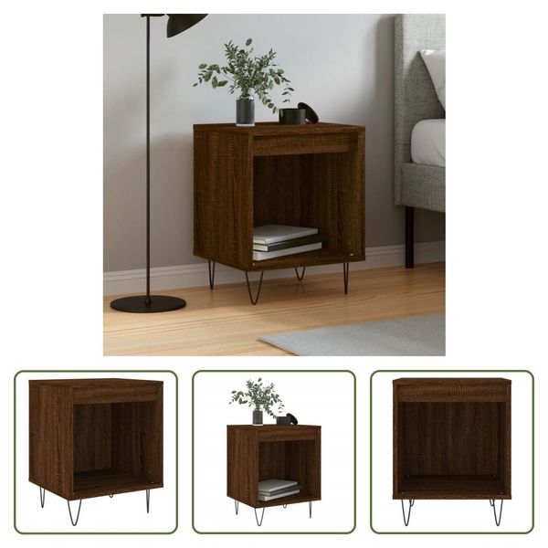 The Living Store Comodino Look Rovere Marrone 40X35X50 Cm Materiale Legno-image