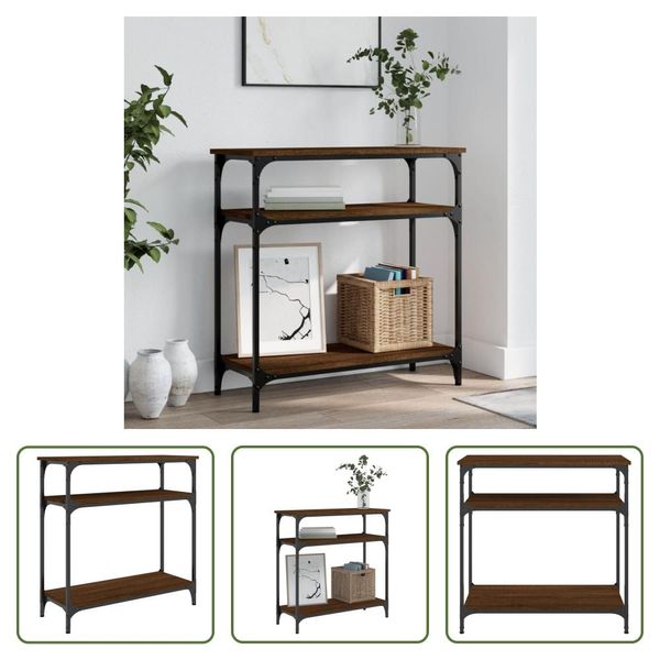The Living Store Tavolo Consolle Look Rovere Marrone 75X29X75 Cm Materiale A Base Di Legno-image