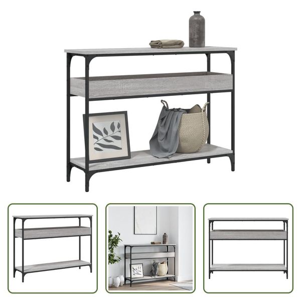 The Living Store Tavolo Consolle Con Ripiano Grigio Sonoma 100X29X75Cm In Materiale Ligneo-image
