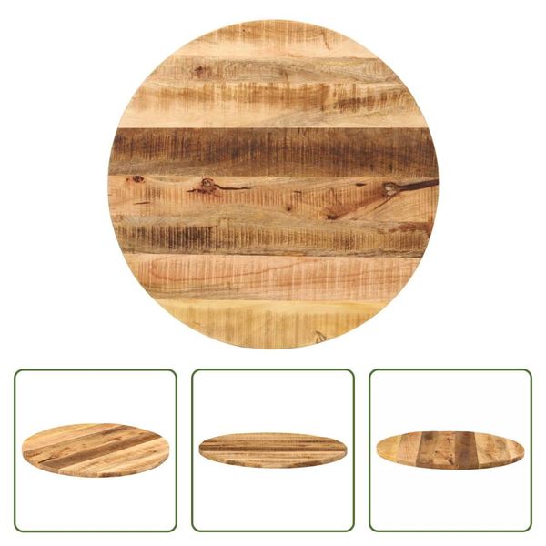 The Living Store Piano D'appoggio Ø 80X1,5 Cm Rotondo Legno Di Mango Massiccio Grezzo-image