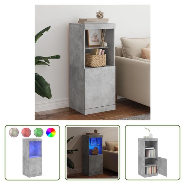 The Living Store Credenza Con Luci Led Grigio Cemento 41X37X100 Cm-image