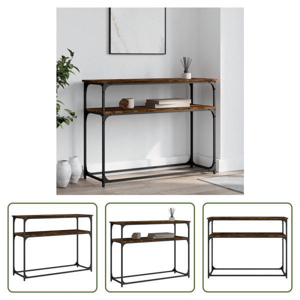 The Living Store Tavolo Consolle In Rovere Fumé 100X35,5X75 Cm Materiale In Legno-image