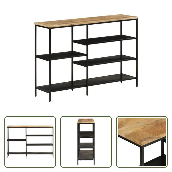 The Living Store Consolle 110X30X75 Cm Legno Massiccio Grezzo Di Mango E Ferro-image