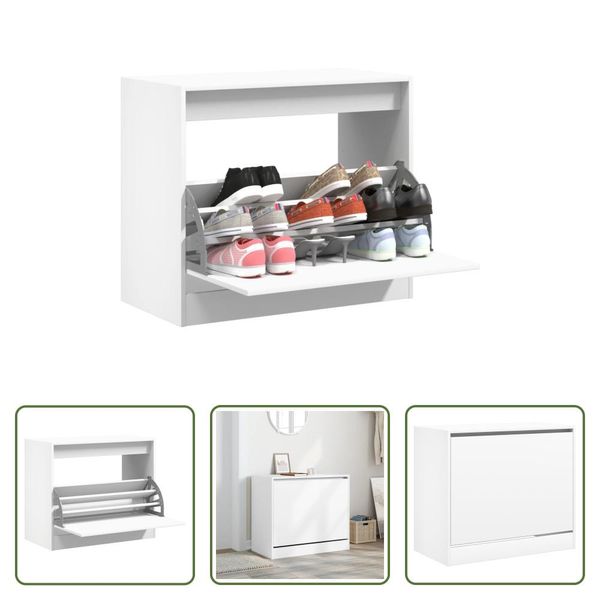 The Living Store Scarpiera Bianca 80X42X69 Cm Materiale Legno-image