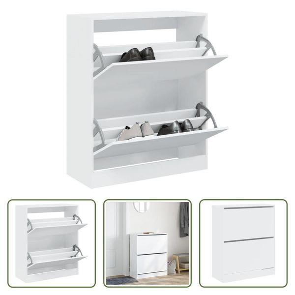 The Living Store Scarpiera Bianca 80X34X96,5 Cm Materiale Legno-image