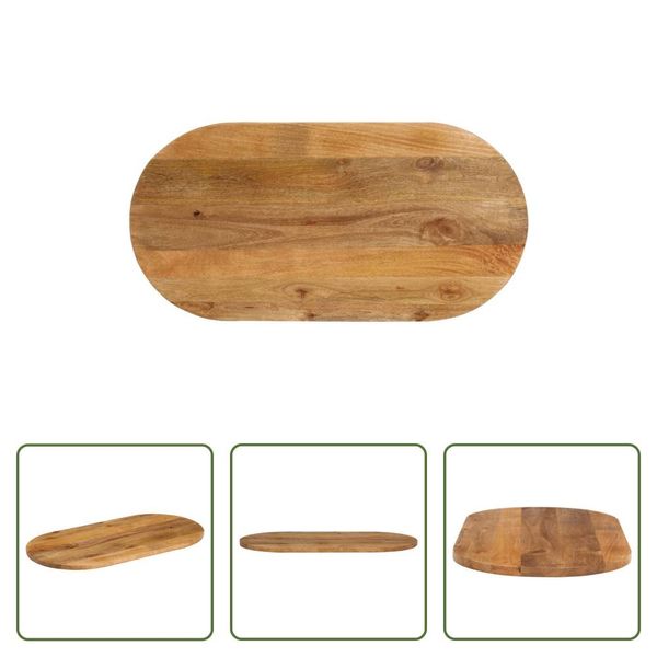 The Living Store Piano Del Tavolo 110X40X3,8 Cm Ovale In Legno Massiccio Mango-image