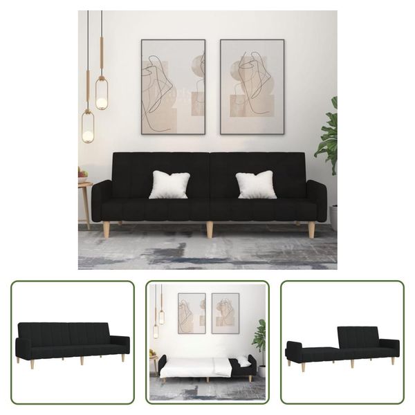 The Living Store Divano Letto 2 Posti In Tessuto Nero-image