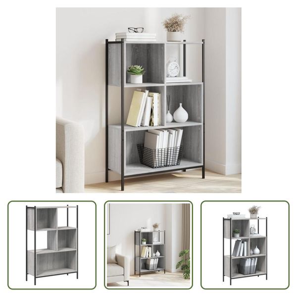 The Living Store Libreria Grey Sonoma 72X28X109 Cm Materiale A Base Di Legno-image