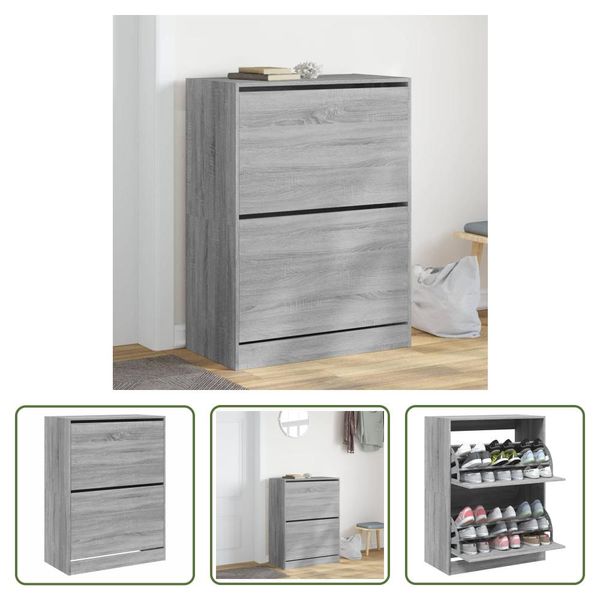 The Living Store Scarpiera A 2 Ante Grigio Sonoma 80X42X108 Cm-image