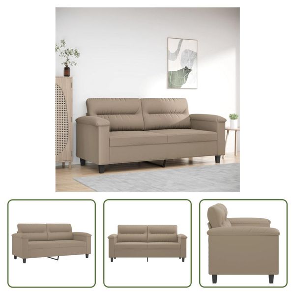The Living Store Divano 2 Posti Tortora 140 Cm In Tessuto Microfibra-image