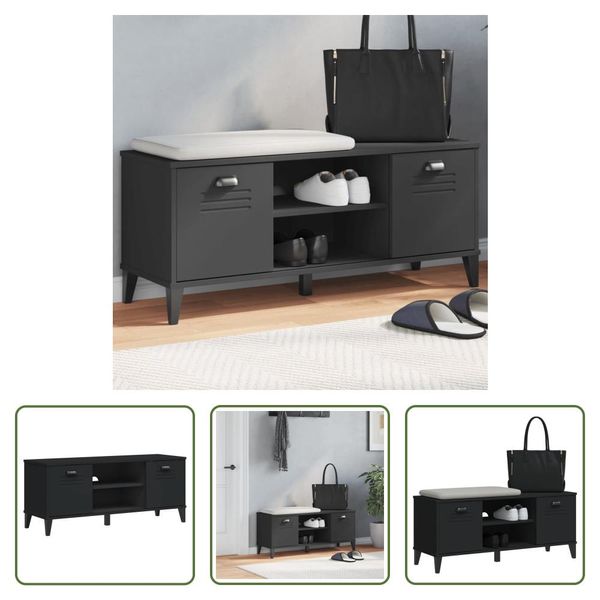 The Living Store Panca Per Scarpe Viken Nero 106X35X45 Cm Materiale A Base Di Legno-image